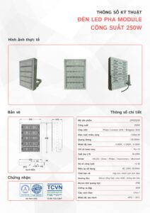 Thông số kỹ thuật đèn LED sân pickleball 250w
