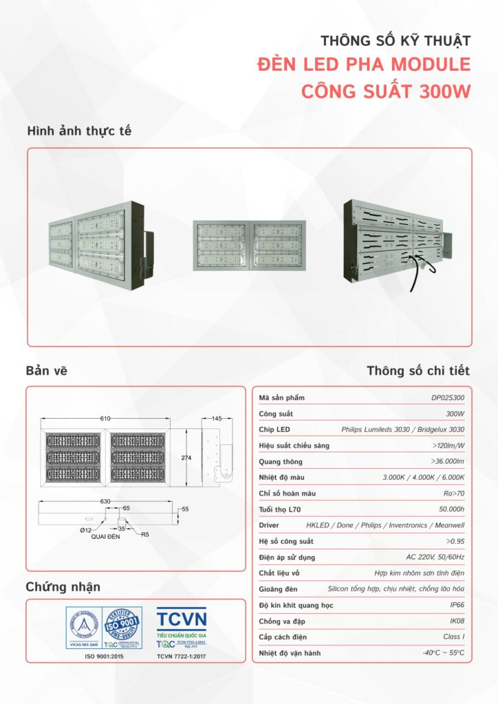 đèn LED pha module p02 300w