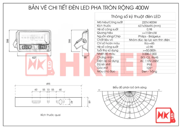 Thông Số Biển Chiếu Biển Hiệu 400w