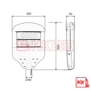 Thông số đèn chiếu sáng đường phố 100w D03 ChipLED SMD