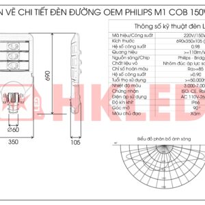 Thông Số Đèn LED Đường 150W D01 COB