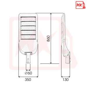Kích thước đèn led chiếu đường phố 250w