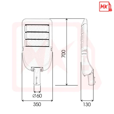 Kích thước đèn đường phố 150w