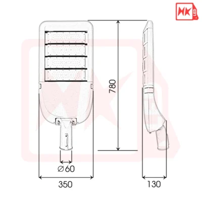Kích thước đèn led chiếu đường phố 200w