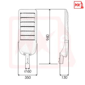 Kích thước đèn led chiếu đường phố 300w