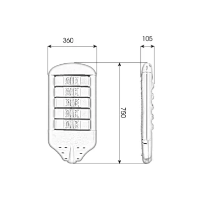 Thông số đèn chiếu sáng đường phố 250w D03 Chip LED COB